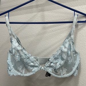 Victorias Secret Baby Blue Floral See Through Bralette